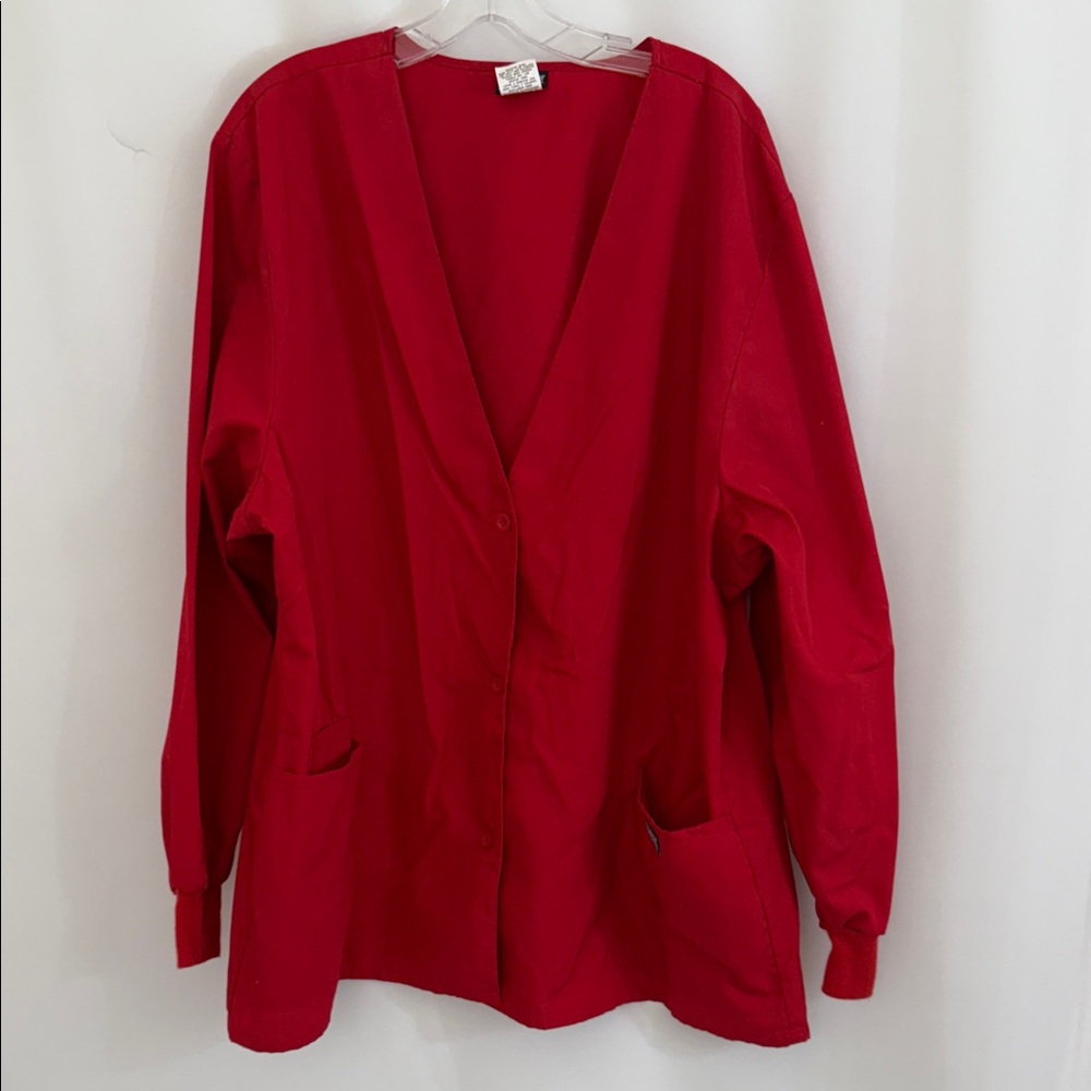 Women's Red Medical Healthcare Top Scrubs Size 2XL